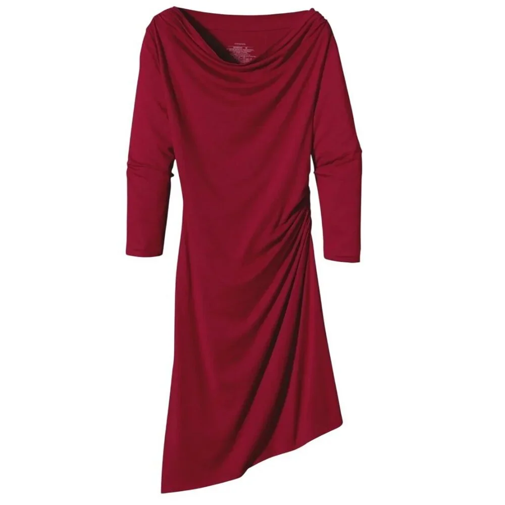 Patagonia seabreaks dress Asymmetrical Draped Neck 3/4 Sleeve Dress M Organic - Picture 2 of 10